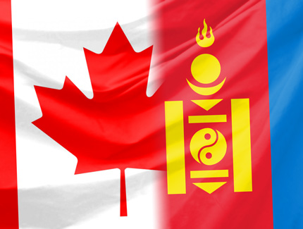 Canadian and Mongolian flags