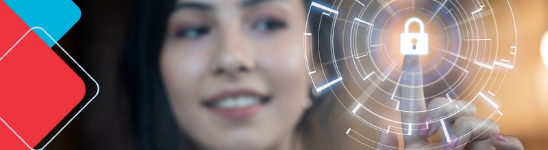 Woman touching lock icon