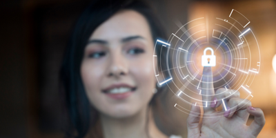 Women touching digital lock