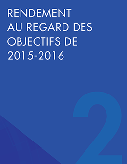 Rendement au regard des objectifs de 2015-2016