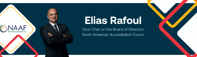 Banner with photo of Elias Rafoul and NAAF logo